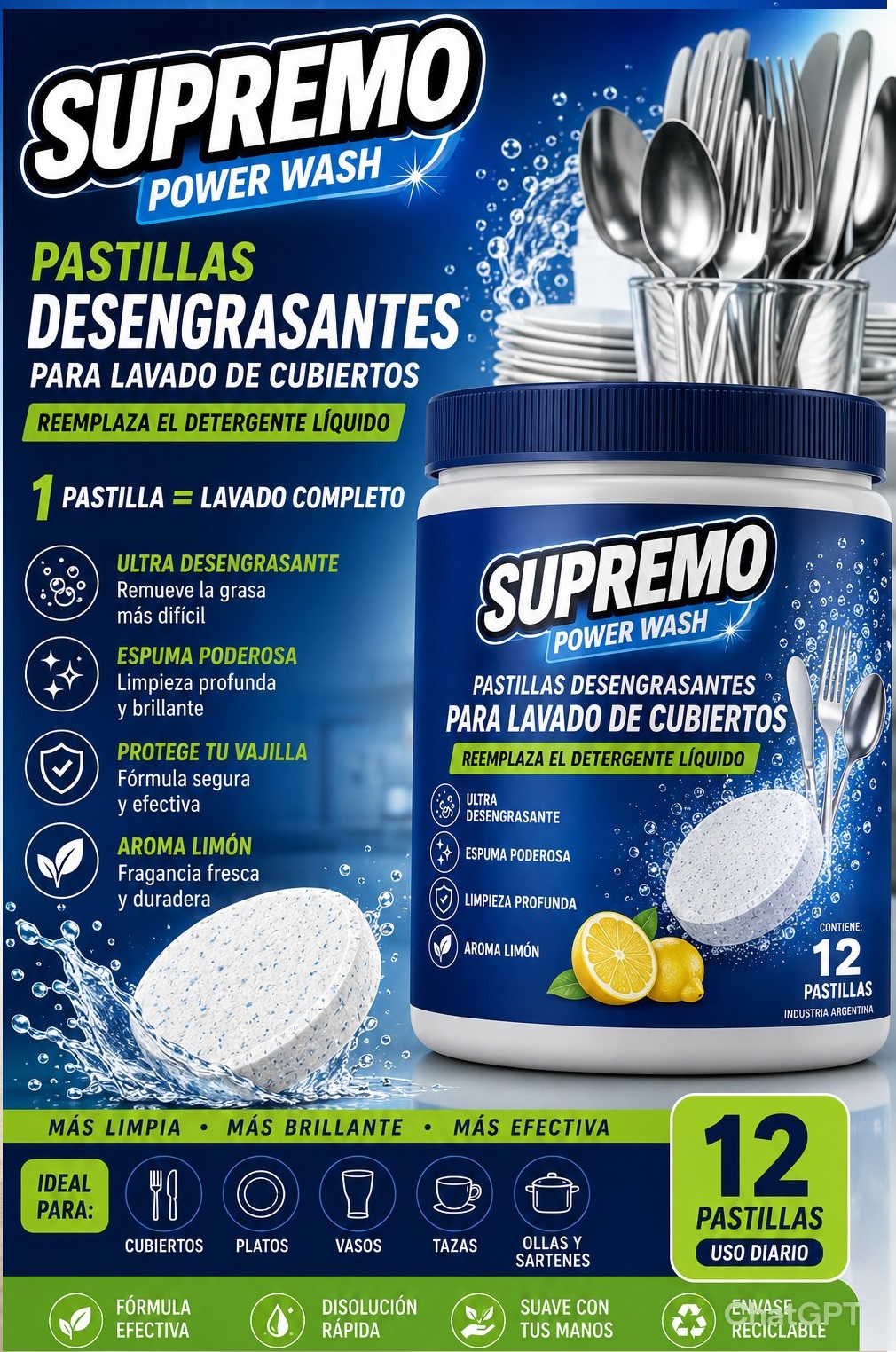 PASTILLAS EFERVECENTES DESENGRASANTES