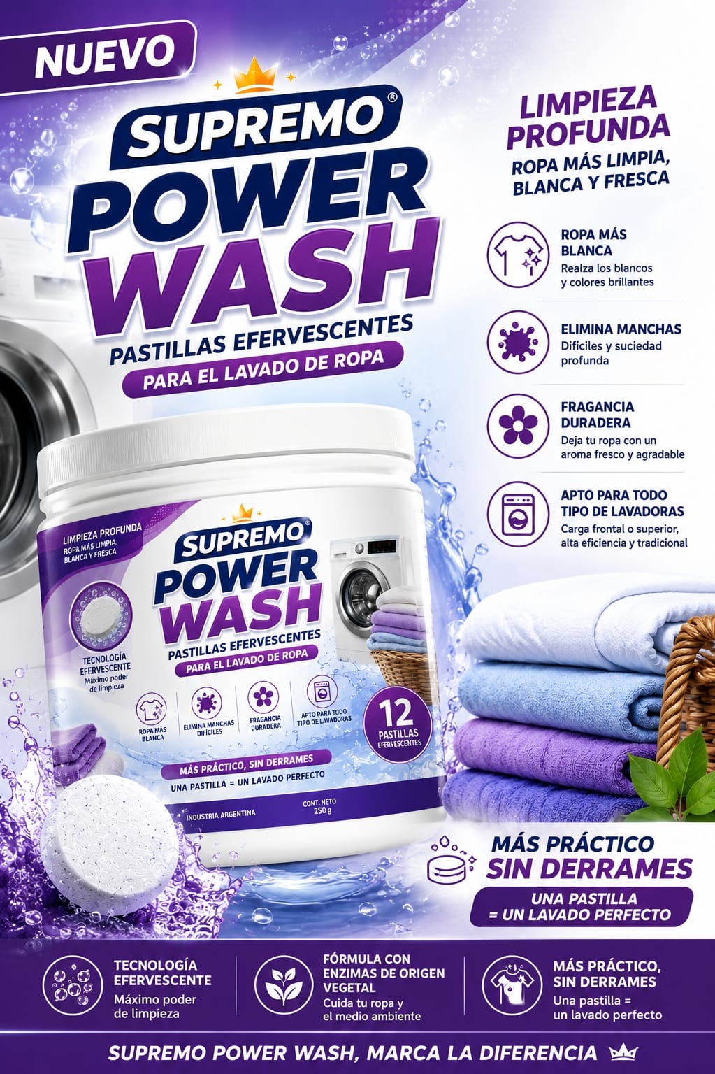 PASTILLAS EFERVECENTES PARA LAVAR ROPA